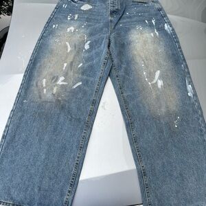 Acne Blue Relaxed Jeans with Vintage Distressing